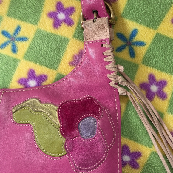 Coach Y2K Suede Fringed Poppy for Peace Pink Hippie Crossbody Hobo Bag - Picture 10 of 16
